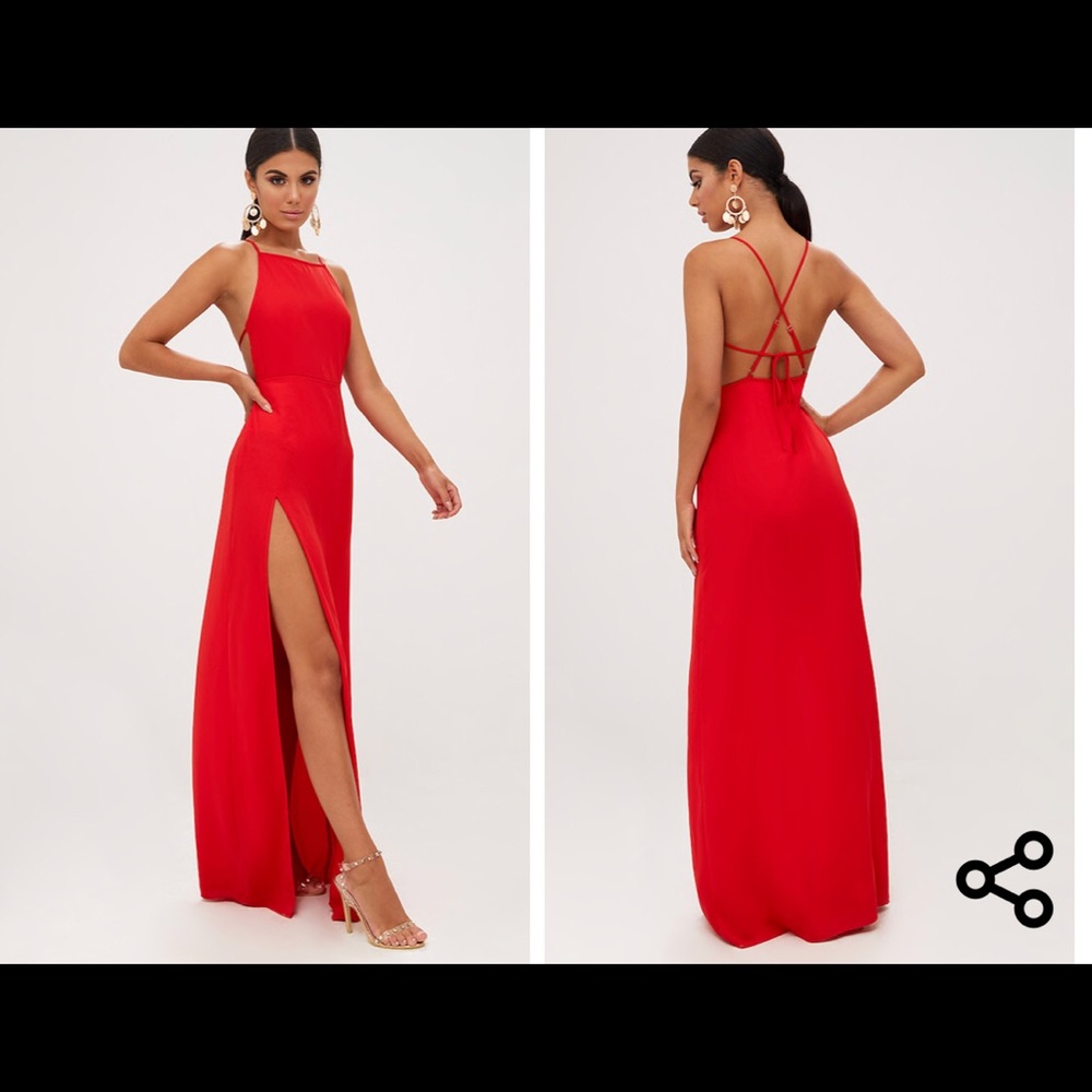 Red Strappy Chiffon Dress PRETTYLITTLETHING.com